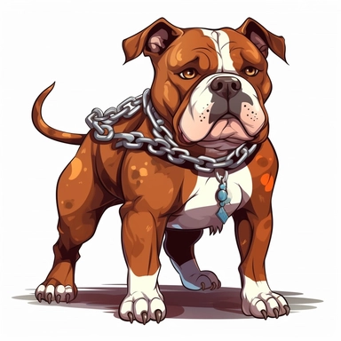AMERICAN BULLY CLIPART, CARTOON, VECTOR, STRONG DOG, MUSCLE, AMERICAN BULLY MINI, EXOTIC BULLY, color dog chocolate and white ASPHALT, ULTRA RESOLUTION , 4k, high resolution, 3d