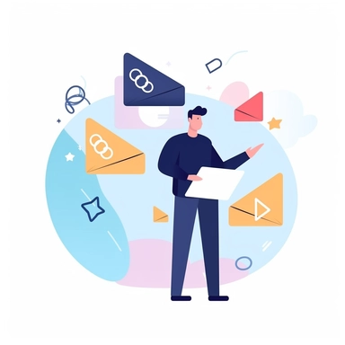 sending a email, Vector design, flat modern illustration, clipart, white background