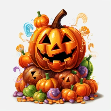 candy overflowing out of jack o' lantern clipart