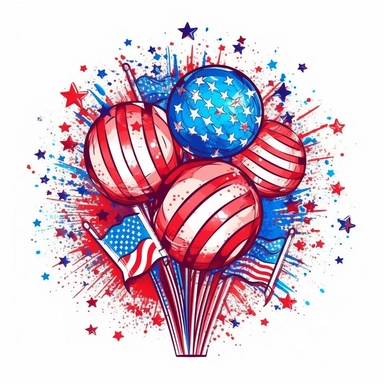 4th of july celebration ,Clipart style,, vector illustration, White Background