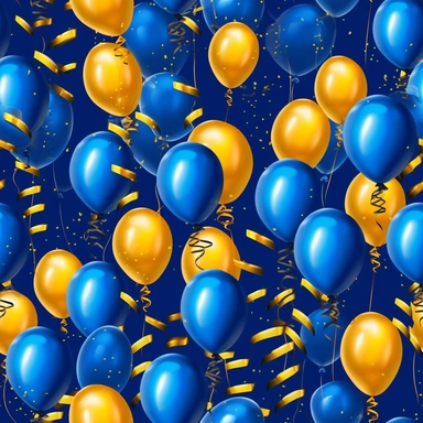birthday balloons bright colors blue royal blue gold high detail deep blue background clipart seamless tile