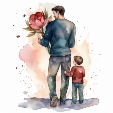 Father's day beautiful, best dad ever, clipart, son, dad standing, watercolor, clipart, front view, heartmelting, love, relationship