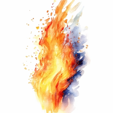 watercolor fire Incantations, flame around, detailed, hd, clipart