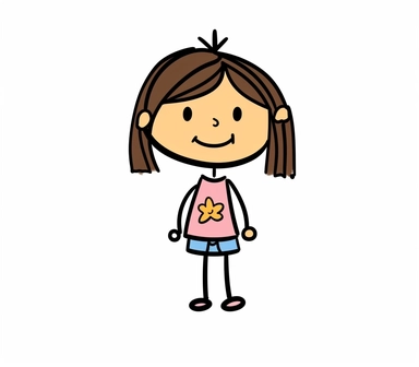 stick figure girl, clipart on white background