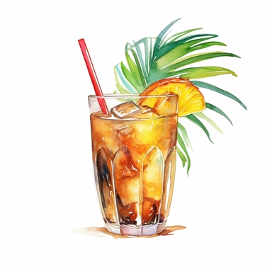 cold beverage, clipart, watercolor, white background,