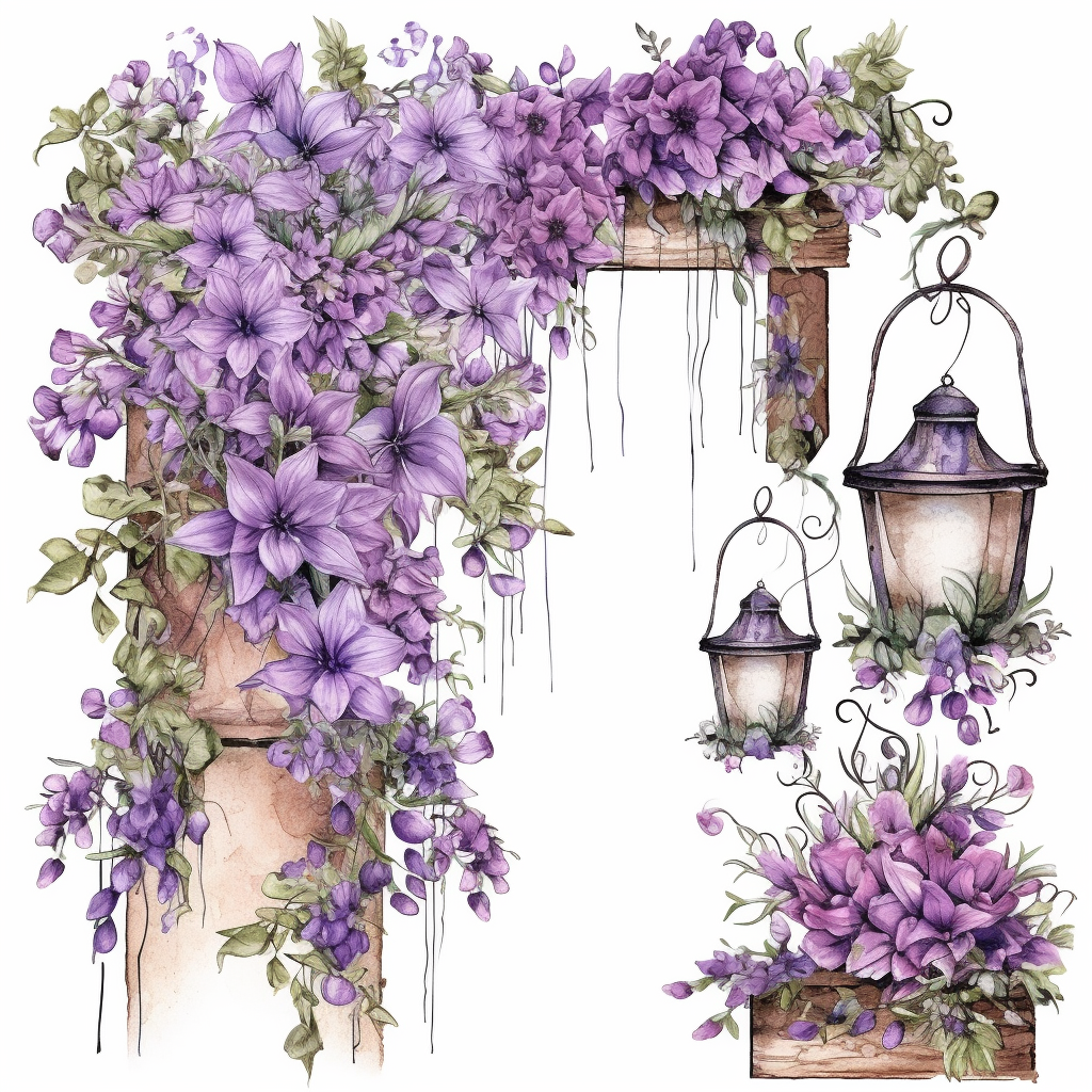 green floral cliparts
