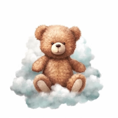 Cute teddy bear clipart, girl teddy, boho teddy bear, teddy bear on white background, HD, soft color, on the clouds Clipart,Cartoon, hyper realistic, intricate detail, illustration style,high solution,on the white background