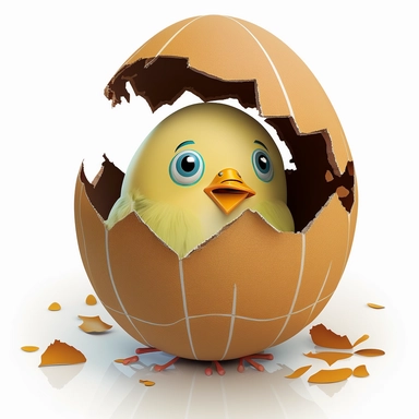 clipart cartoon chick in cracked easter egg