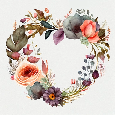 valentines wreath watercolor clipart