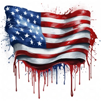 American Flag meltting Sublimation Clipart, Cartoon, hyper realistic, intricate detail, illustration style, high solution, on the white background