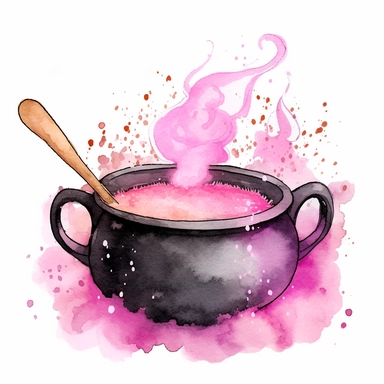cute little Cauldron pink Watercolor Clipart