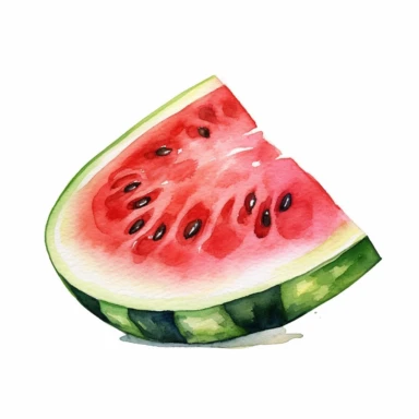 watercolor colorful clipart of a juicy watermelon slice, hd, on white background