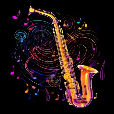 jazz instruments colorful sound waves laser outline clipart