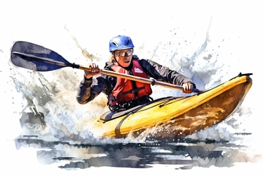 Rowing slalom in kayaks and canoes , highly detailed, isolated on white, clipart,