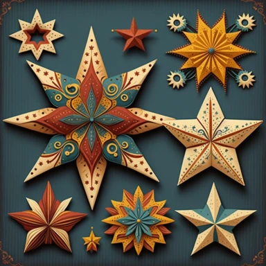 folk art star clipart art