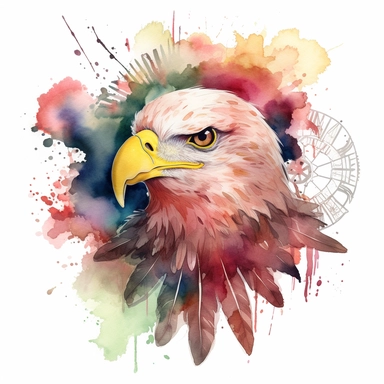 mandala eagle head Watercolor Clipart