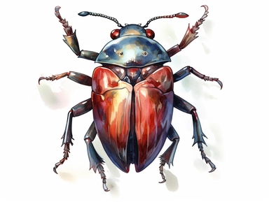 bug, Watercolor style, Clipart, on white background with margins