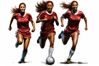 girls+soccer , highly detailed, isolated on white, clipart,