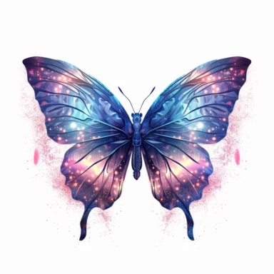 Butterfly, double exposure night stars and moon, phantasmal iridescent clipart