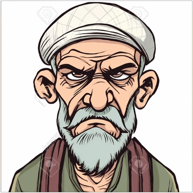 cartoon clipart of head of stereotype turkish man frowning