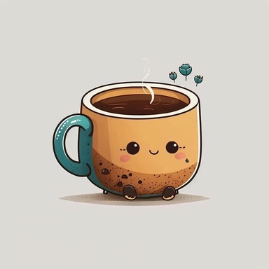 clipart cute cup of americano coffee, white background, no text