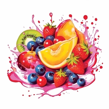 Watercolor 3D Fresh Fruit Fiesta Clipart desert cartoon t-shirt graphic, vector, contour, isolated on a white background