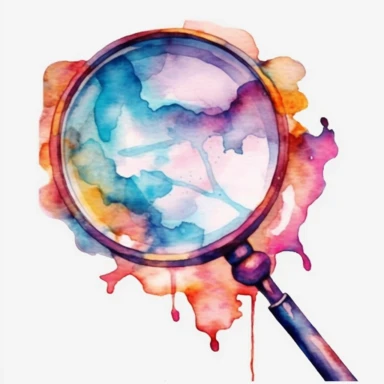 watercolor clipart, magnifying glass, light academia aesthetic, light aesthetic, detailed, UHD, 8K, 3D, solid white background
