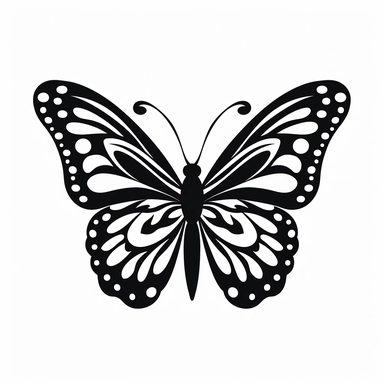 vector illustration, butterfly silhouette, svg, clipart, black outline, black and white, all white background, minimal