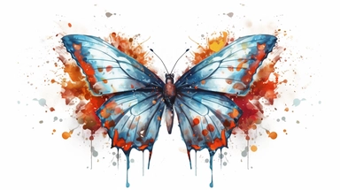 one butterfly colorful on a white background, in the style of florian nicolle, realistic clipart, serge marshennikov, orange, fantastical creatures, sky-blue and maroon, conceptual painting, no watermark, text,,professional lighting,cinematic lighting, long shadows, saturated contrast, hyperdetailed,32k,v-- 5.1
