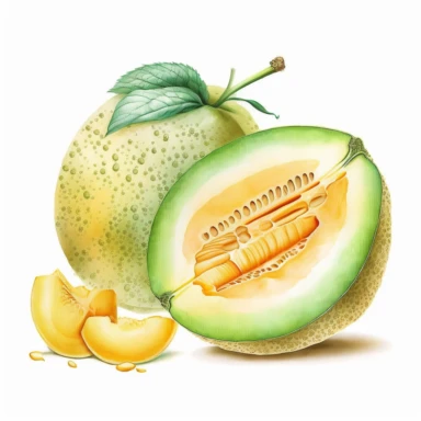 Honeydew, clipart, watercolor,White backgroun