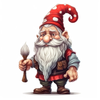 cartoon gnome clipart, white background