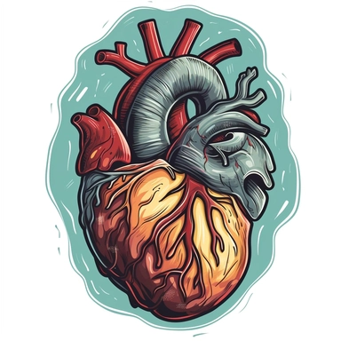a cartoon heart is shown by png clipart library, in the style of realistic anatomies, bold outlines, flat colors, expressive line-work, feminine sticker art, street art sensibilities, woodcut-inspired graphics, scientific illustrations