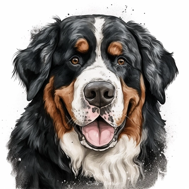 Bernese Mountain Dog clipart, original hand drawing, watercolor, understated and flawless for t shirt and cup printing, happy cute smily Basset Hound , transparent background, realistic painting, portrait without writing , style of the artwork, mood of the aartwork, vector, contour , white background, 8K quality, ultra detailed , without signature and without meaningless lines, clipart, white background, High Quality, no writting background, no writting, ultra detailed, no symbol, without logo a