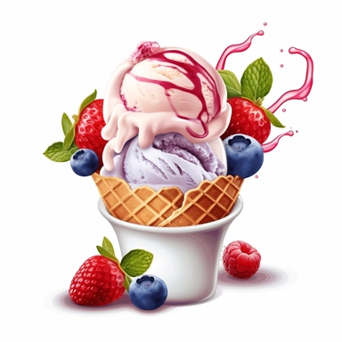 Ice cream Realistic Clipart, Logo Design, High Quality, White Background