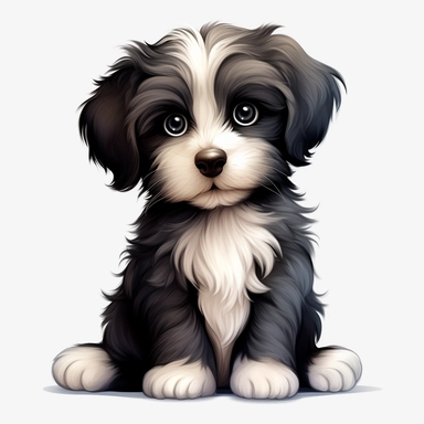 cute Havanese puppy clipart--v5
