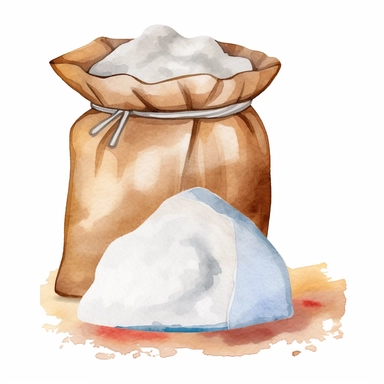 create a hand drawn watercolor clipart of a flour sack, white background, 4k