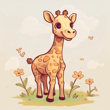 giraffe nature clipart two dimensional neutral color for kids easy drawing childish cute illustration sweet