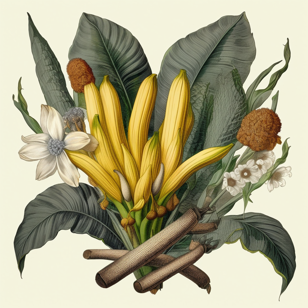 Clipart Vintage Flower Of The Banana Tree Musa Candice Maculata