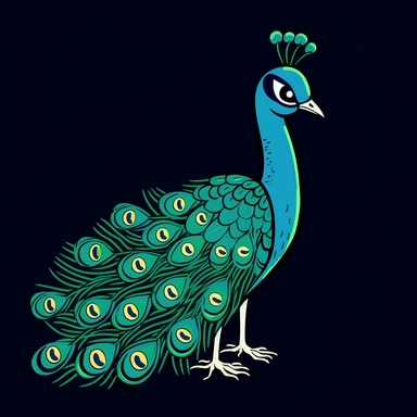peacock cartoon cartoon peacock, free peacock clipart, peacock clip art clip arts,, in the style of bold outlines, flat colors, dark sky-blue and light green, animated gifs, bright, pop art-inspired colors, flat shading, stenciled iconography, black background