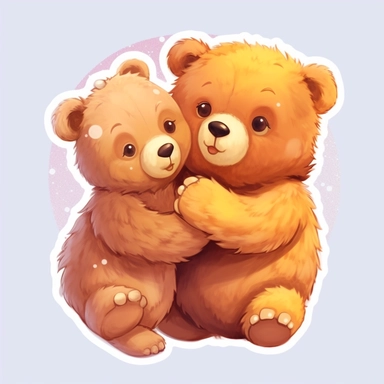 stickers, clipart, bear hug baby, cute