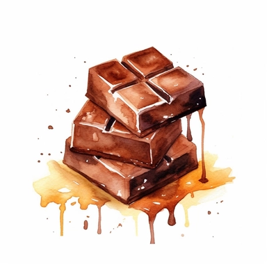 watercolor chocolate bar clipart, isolated on white background, hd
