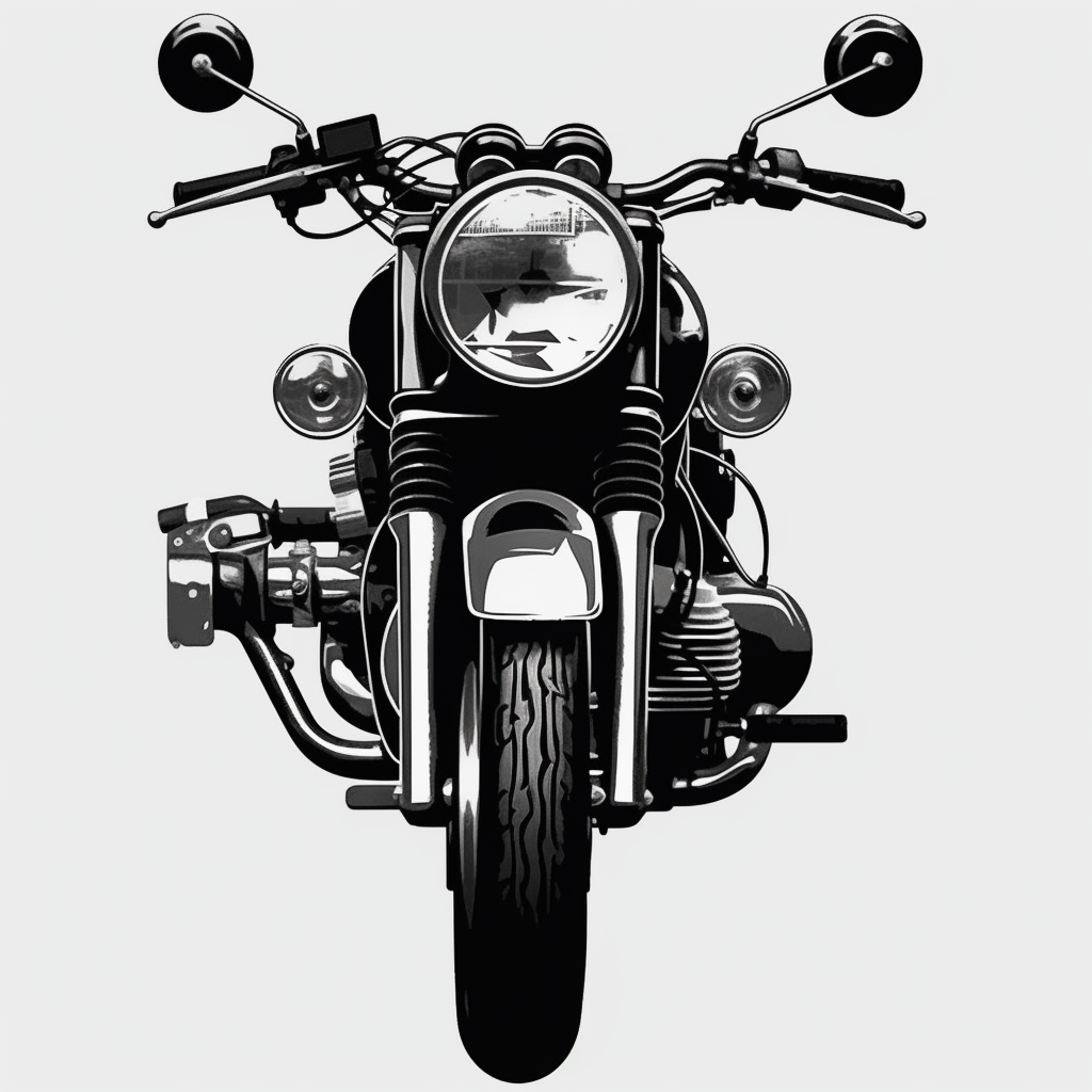 Motorcycles car clip art, black and white, very simple, clip art, front