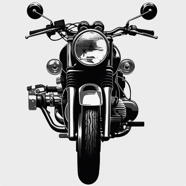 Motorcycles car clip art, black and white, very simple, clip art, front of motorcycle
