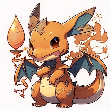 charizard, chibi style, birthday and friends, clipart style