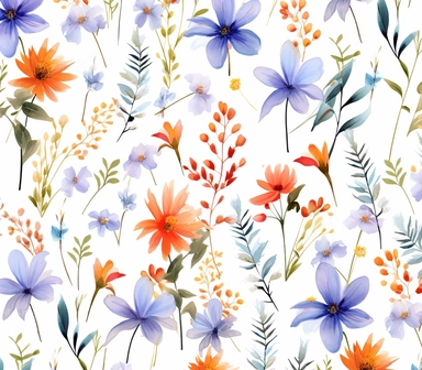 flora, flowers, Watercolor, vector, white background, clipart, Seamless patterns, repeating patterns design, flat illustration, outlined , Vector, 4K, Art station, digital print, highly detailed clean, A detailed illustration a field,3D vector art, cute and quirky, fantasy art, watercolor effect, bokeh, Adobe Illustrator, hand-drawn, digital painting, low-poly, soft lighting, bird's-eye view, isometric style, retro aesthetic, focused on the character, 4K resolution, vector image, photorealistic 