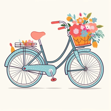 cute bicycle clipart, naive cartoon