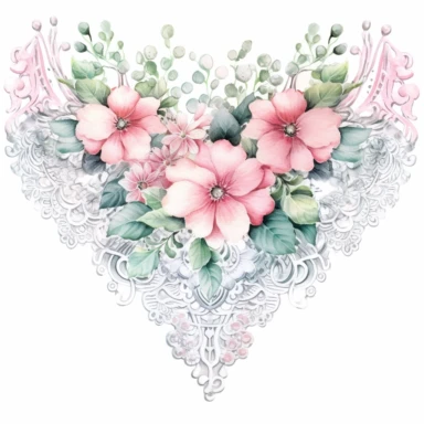 watercolor vintage delicate lace trims, pastel colors pink and mint, high quality, clipart, white background
