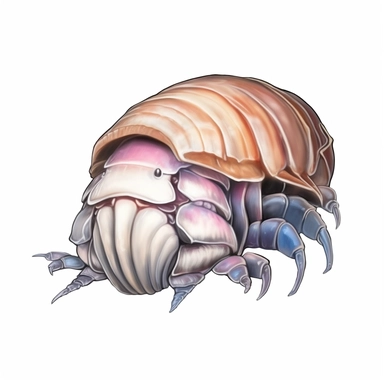 A Giant Isopod, deep-sea creature, knitted painting texture, Perfect for nursery art and children's book illustration style, simple, cute, full color, clipart, watercolor illustration, single object, high definition 8k, white background for removing background