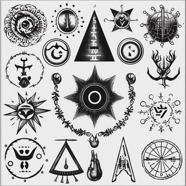 PNG CLIPART of occult symbols, Black, Single FIle