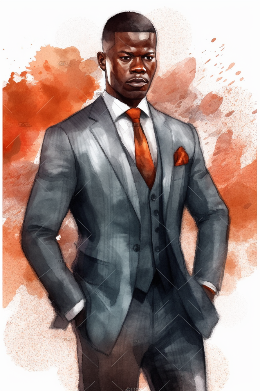 Watercolor Clipart Athletic MUSCLE Man in Suit Businessman Handsome ...